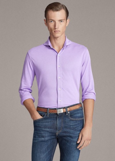 Camisa Ralph Lauren Hombre Morados - Keaton Washed Piqué - MSIKD0169